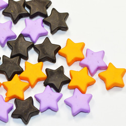 訳あり品 ハロウィンカラー ミックス アクリル製 星型 スター 8～9mm ビーズ 10コ入り CT059 汚れバリ有り 2枚目の画像