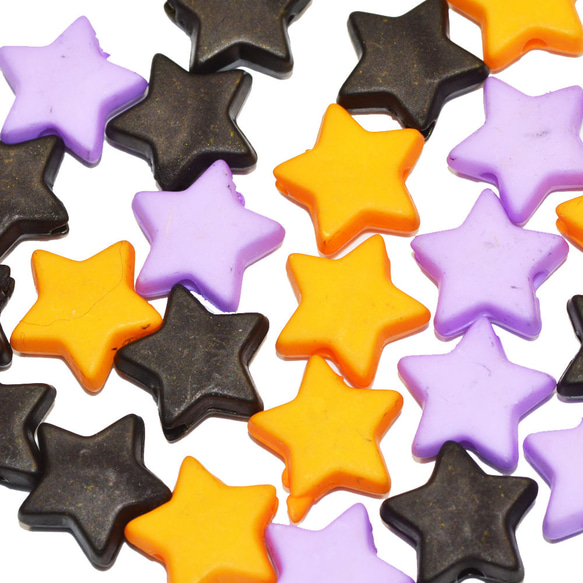 訳あり品 ハロウィンカラー ミックス アクリル製 星型 スター 8～9mm ビーズ 10コ入り CT059 汚れバリ有り 1枚目の画像