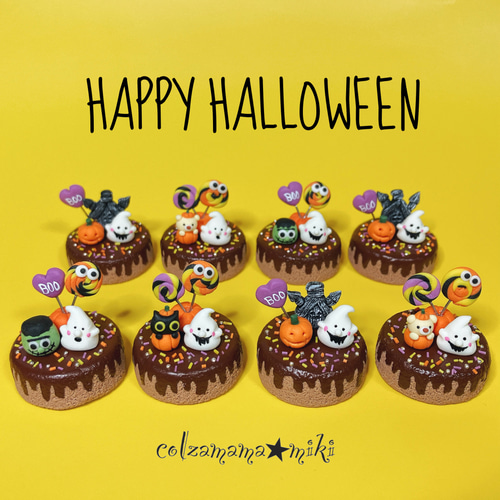 推し活応援♡ ミニチュアスイーツ　クレイケーキ　フェイクスイーツ　ハロウィン 推しかつ応援♡青 ミニチュアスイーツ クレイケーキ フェイク