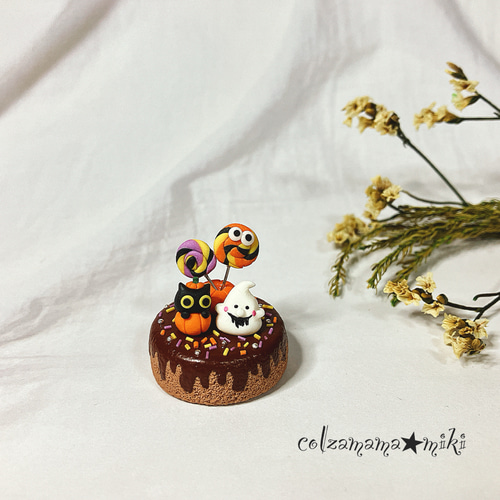 ミニチュア 黒ねこのハロウィンケーキ♡ ハロウィン飾り かぼちゃ