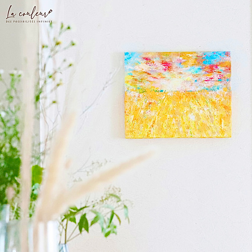 原画】夕暮れ時の稲穂 約272×217×20mm（F3サイズ） 絵画