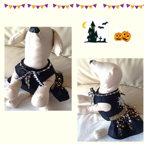 No.犬服ハンドメイド　ハロウィンワンピース halloween onepiece S ~ XL 2color / 犬の服 犬服 ワンピース 秋冬
