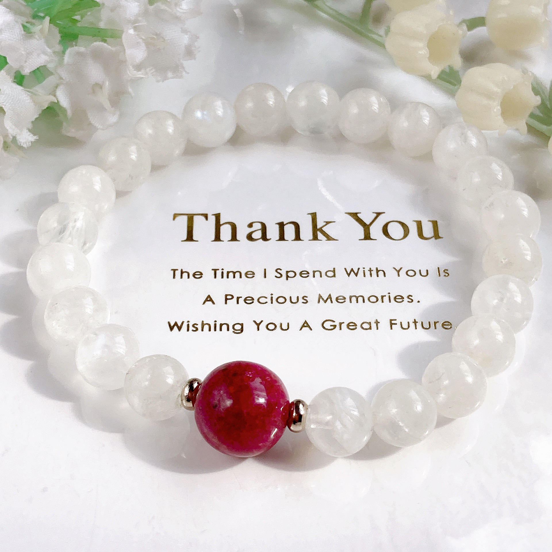 ルビーちゃんブルームーンストーン天然石ブレスレット