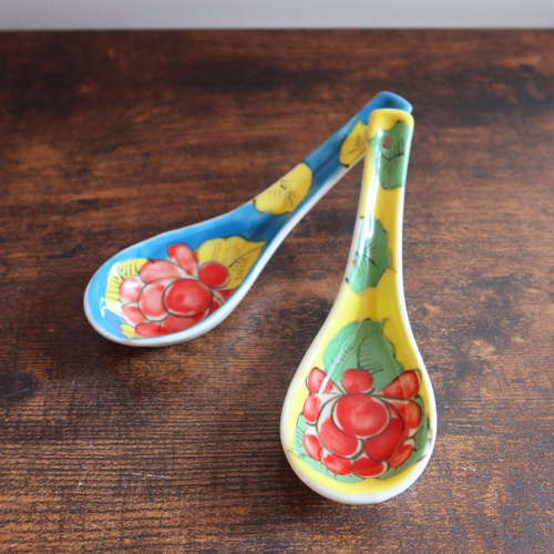 Vivid レンゲ ブルー バッチャン焼き ベトナム食器 手描き 花柄