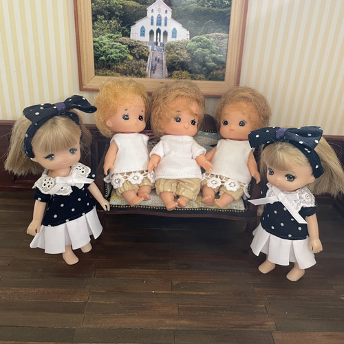 T24001かこちゃん みくちゃん げんくん ハンドメイド 服 ドットパンツ