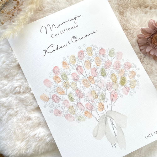 くすみピンク小花】結婚証明書 ウエディングツリー ウェルカムツリー