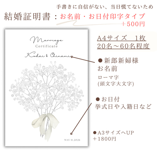 くすみピンク小花】結婚証明書 ウエディングツリー ウェルカムツリー