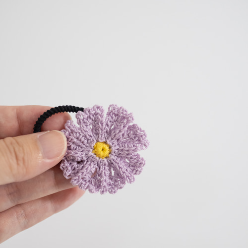秋 コスモス ニュアンスカラーパープル フラワーレジンヘアゴム 小さめ可憐なコスモスツインヘアゴム 秋桜 秋 ゴム交換可 キッズ
