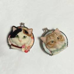 羊毛フェルト 猫キーホルダー 白猫 オッドアイ キーホルダー