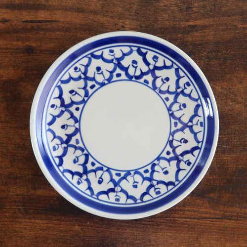 パイナップルプレート スモール ブルー＆ホワイト タイ食器 手描き