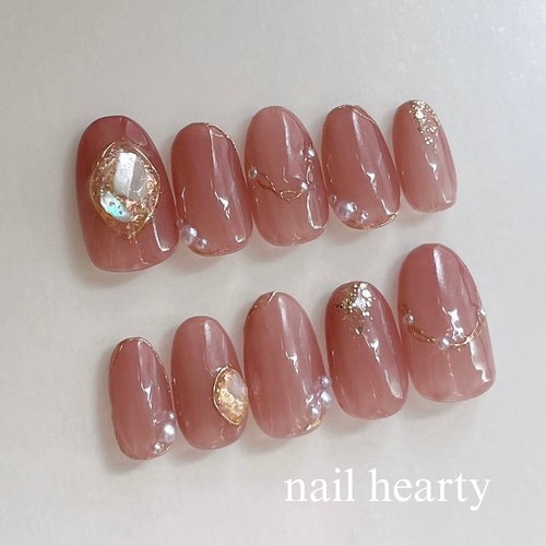 大人のレッドブラウン ネイルチップ ブライダル ウエディング 結婚式