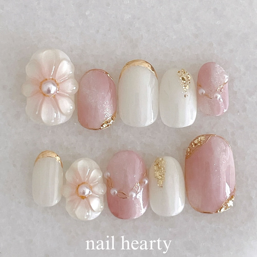 ローズクォーツ ネイルチップ ブライダル ウエディング 結婚式 成人式