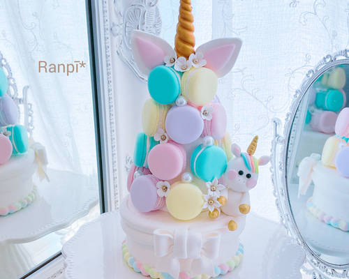 マカロンタワー♡クレイケーキ♡ハンドメイド♡ピンク♡リボン マカロンタワー♡クレイケーキ♡ハンドメイド♡ピンク♡リボン