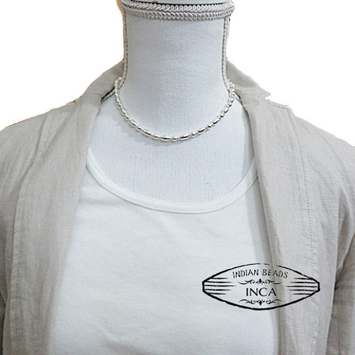 ナバホ ビーズネックレス ハンドメイド シルバー925