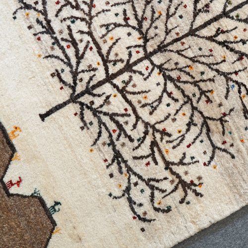 141×86cm ペルシャ手織り 絨毯 カシュクリ ギャッベ