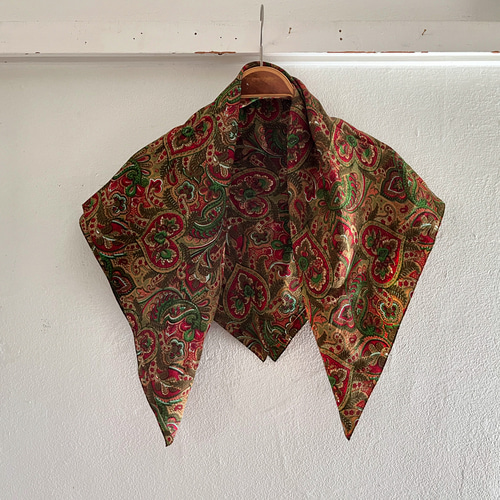 フランス製ヴィンテージ生地のシルクスカーフ(MUSTARD Paisley フランス製ヴィンテージ生地のシルクスカーフ(MUSTARD Paisley
