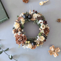 森の木の実のリースブラウン 秋冬ギフト インテリア ナチュラル リース