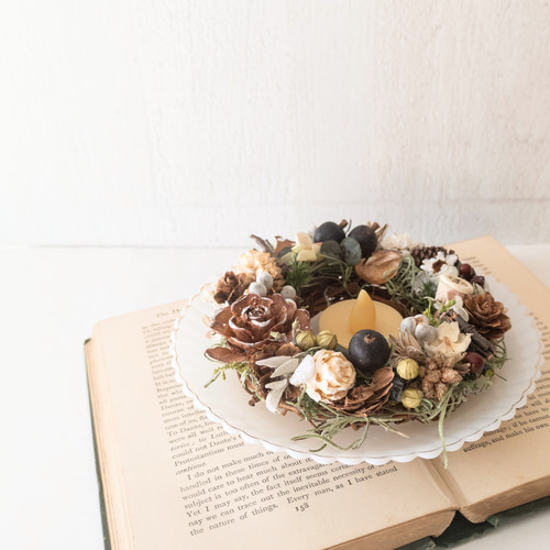 森の木の実のリースブラウン 秋冬ギフト インテリア ナチュラル リース