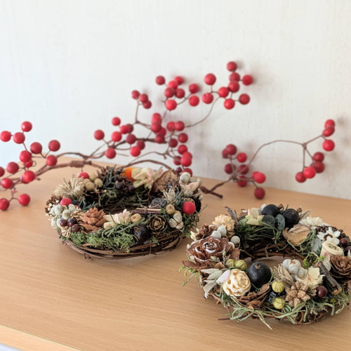 大きめ【木の実のリース】　秋 大きめ【木の実のリース】 秋