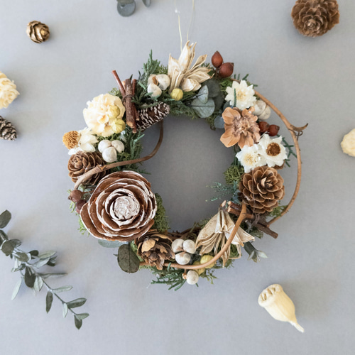 森の木の実のリースブラウン ギフト インテリア ナチュラル リース