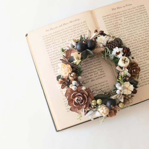 森の木の実のリースブラウン 秋冬ギフト インテリア ナチュラル リース