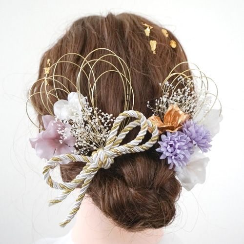 送料無料・翌日発送》髪飾り/成人式/結婚式/卒業式/ヘッドドレス/金箔