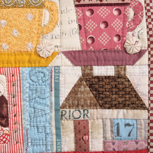 フレンチママン達のお喋りティタイム☆パッチワークキルトタペストリー