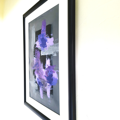 人気のファッションブランド！ 紫 おしゃれ 雑貨 インテリア 額セット A3 53×44㎝ 抽象画 / 絵画+タペストリー
