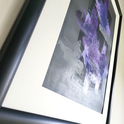 紫 / 抽象画 53×44㎝ A3 額セット インテリア 雑貨 おしゃれ