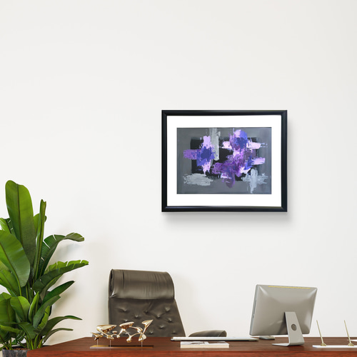 紫 / 抽象画 A3 額縁セット 53×44㎝ 原画1点のみ モダンアート 紫 / 抽象画 A3 額縁セット 53×44㎝ 原画1点のみ モダンアート
