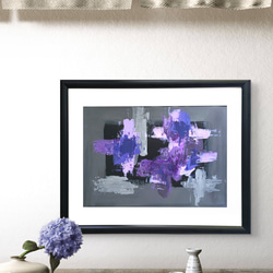 紫 / 抽象画 A3 額縁セット 53×44㎝ 原画1点のみ モダンアート e8eb36b22290f20dd0529a0f1a015d