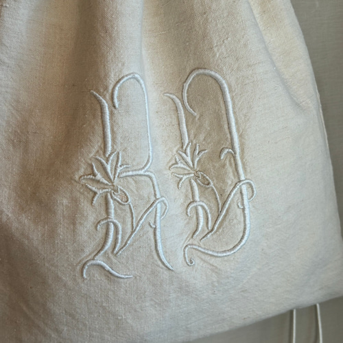 アンティークリネン　モノグラム刺繍　ワンピース ☆希少☆ Enyoアンティークリネンのモノグラム刺繍ワンピース