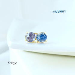 14kgf〉バイカラーサファイアのピアス（ブルー＆ホワイト） ピアス
