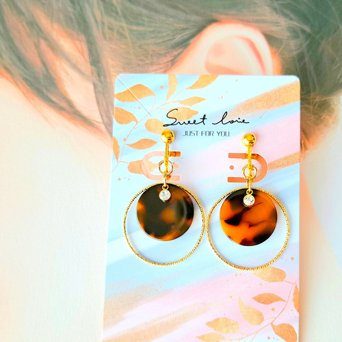 レジンヘアゴムスクエア大人カラーブラウン透け感べっ甲