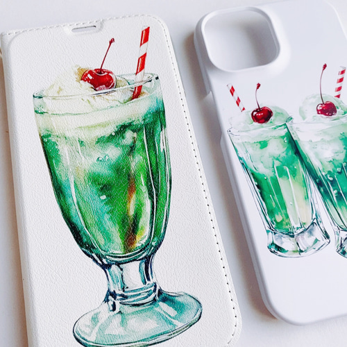 喫茶店のクリームソーダ iPhoneケース スマホケース iPhone