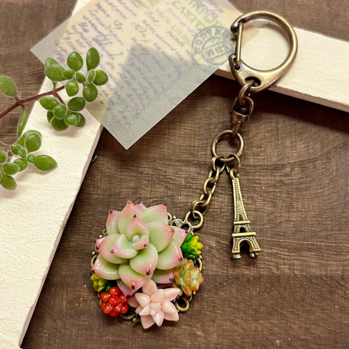樹脂粘土 多肉植物のキーホルダー キーホルダー kotoriko garden 通販