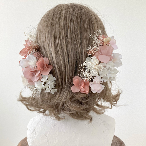 【送料無料】成人式や卒業式、結婚式におすすめの髪飾りです【金箔付】・ピンク・白・ボブ・ショート・和装・振袖・水引・花・ 3枚目の画像