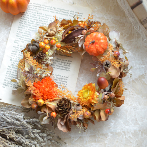 【秋のリース】パンプキン　9月〜10月 秋のリース】パンプキン9月〜10月