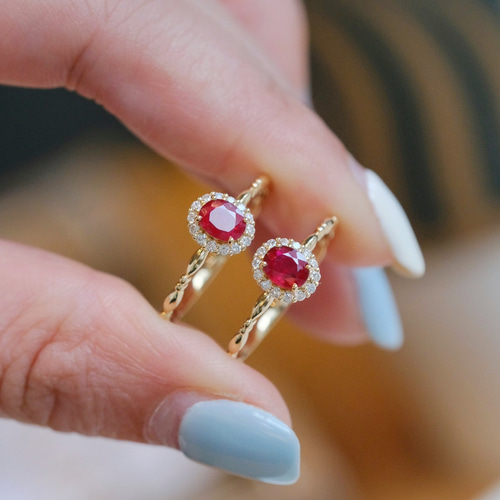 天然ダイヤモンド付きルビーリングk18 指輪・リング パール大好き(購入