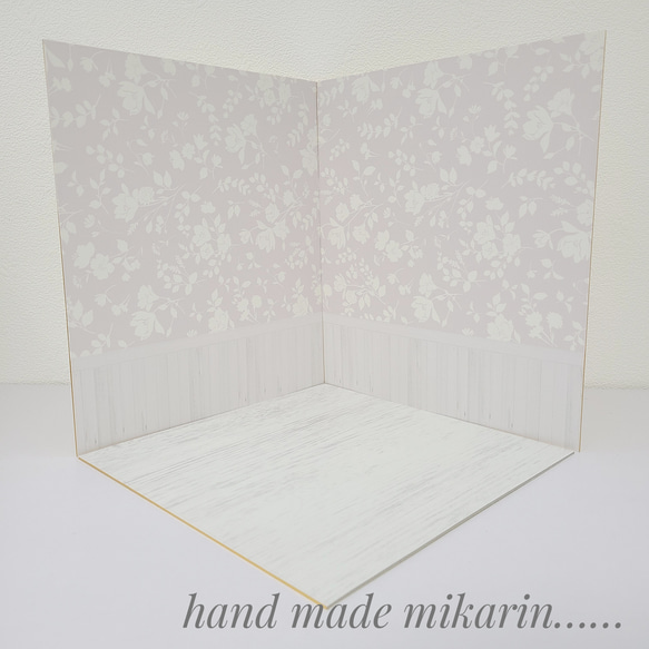 ドールハウス　撮影背景ボード　ハンドメイド☆玄関ホール＆リビングの2部屋セット cd461bdf916a4344e053f96b2a04d3