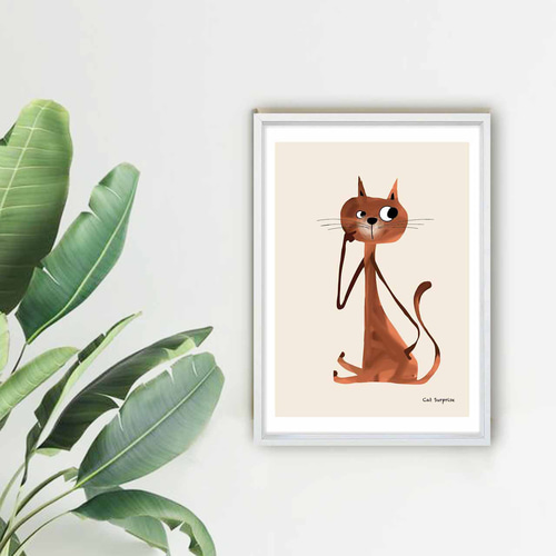 ネコの驚き 猫 イラスト ポスター A4 A3 A2 A1 アート アート