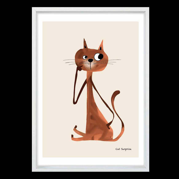 ネコの驚き 猫 イラスト ポスター A4 A3 A2 A1 アート アート