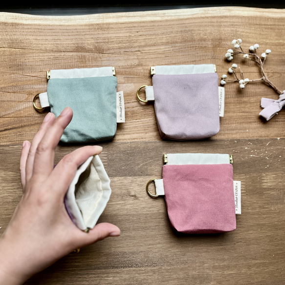 バネポーチ⭐︎帆布ポーチ⭐︎パカパカとクセになる開けやすさ⭐︎ 2枚目の画像