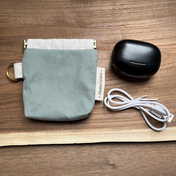 バネポーチ⭐︎帆布ポーチ⭐︎パカパカとクセになる開けやすさ⭐︎ 5枚目の画像