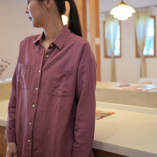 LIVERANO & LIVERANO ピンク リネンシャツ リネンオーバーシルエットシャツ（ピンク） シャツ ngaco