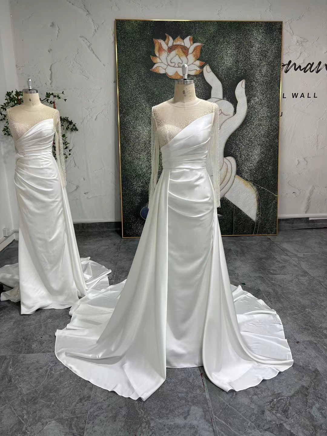 WEB限定！シーズルーのトップス　くるみボタン　キラキラ　ワンショルダー　ボリューム感ギャザースカート高級サテンパーティ 47,988円