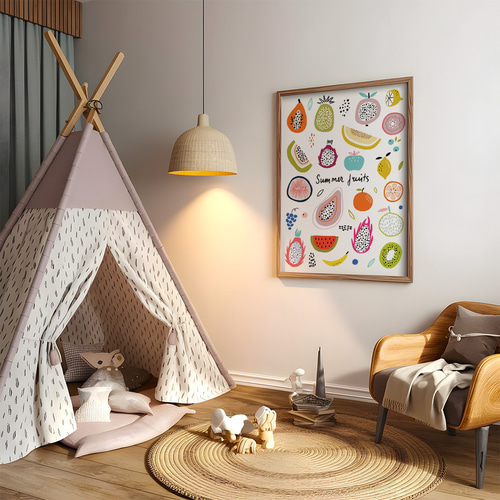 アートポスター フルーツパラダイス 北欧風 キッズルーム 知育