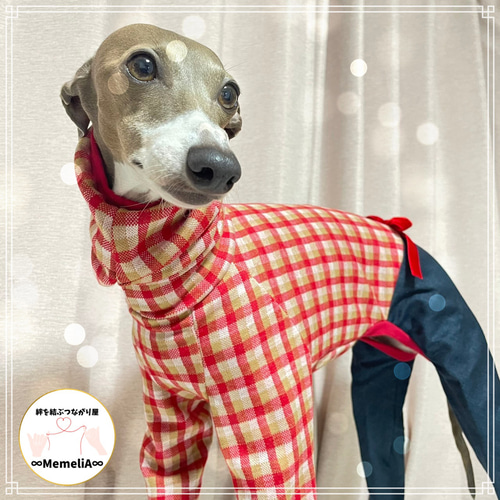 チェック柄のロンパース　イタグレ服　犬服　ハンドメイド チェック柄のロンパース イタグレ服 犬服 ハンドメイド 【公式通販】