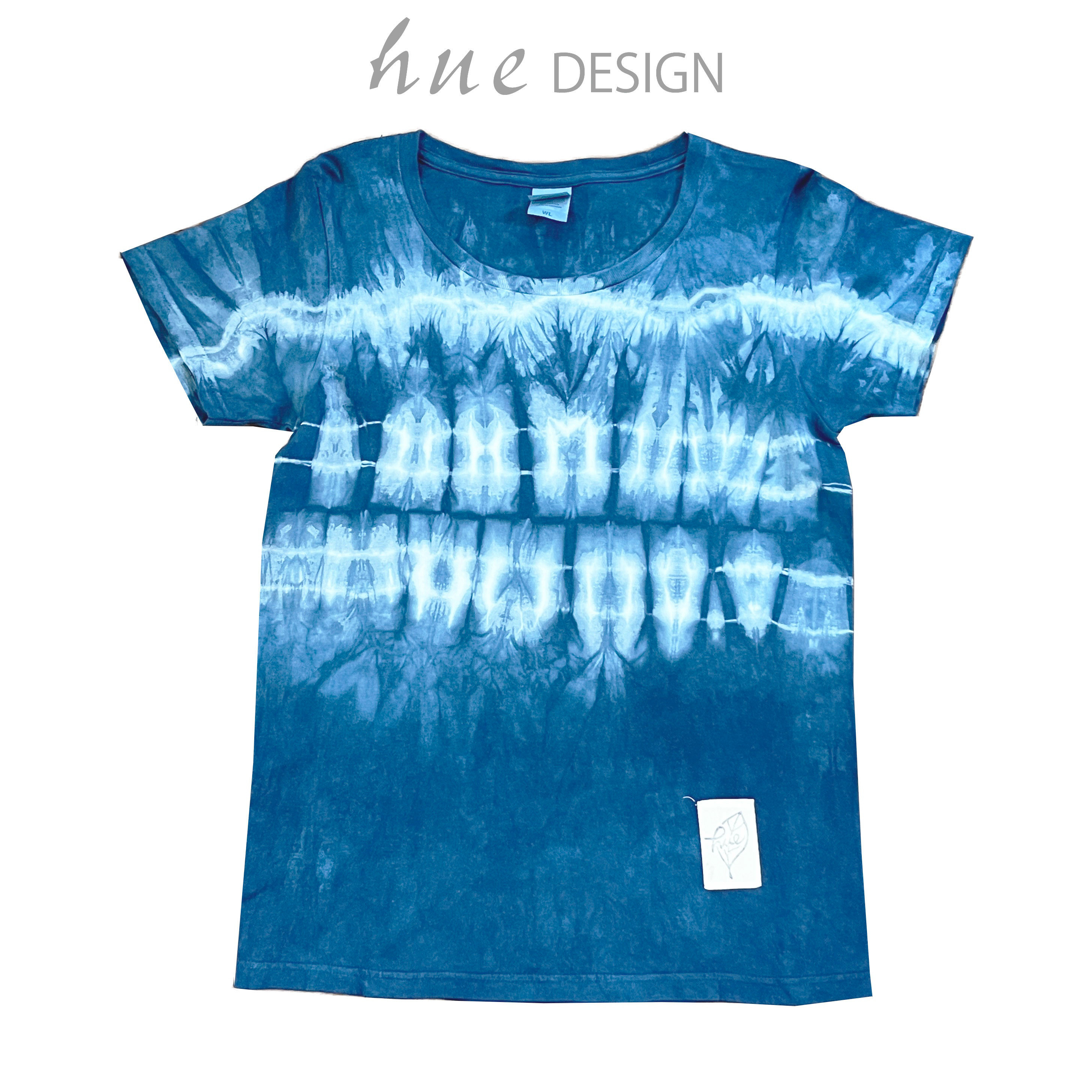 Tシャツ レディース Lサイズ no.56オリジナル 藍染 絞り 手染めカジュアル プレゼント夏 コットン 藍色 母の日