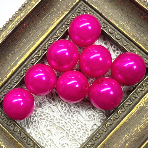 約20mm 6個】ショッキングピンク 艶々のアクリルパールビーズ ラウンド